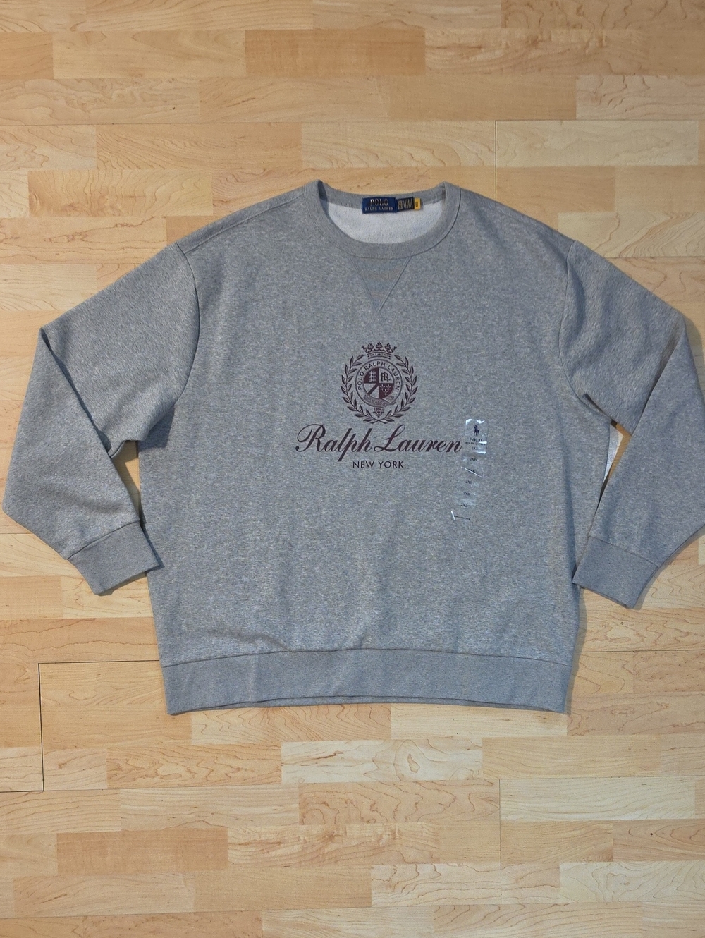 Men's Polo Ralph Lauren Gray Crewneck Sweatshirt New York Crest Size 2XB New